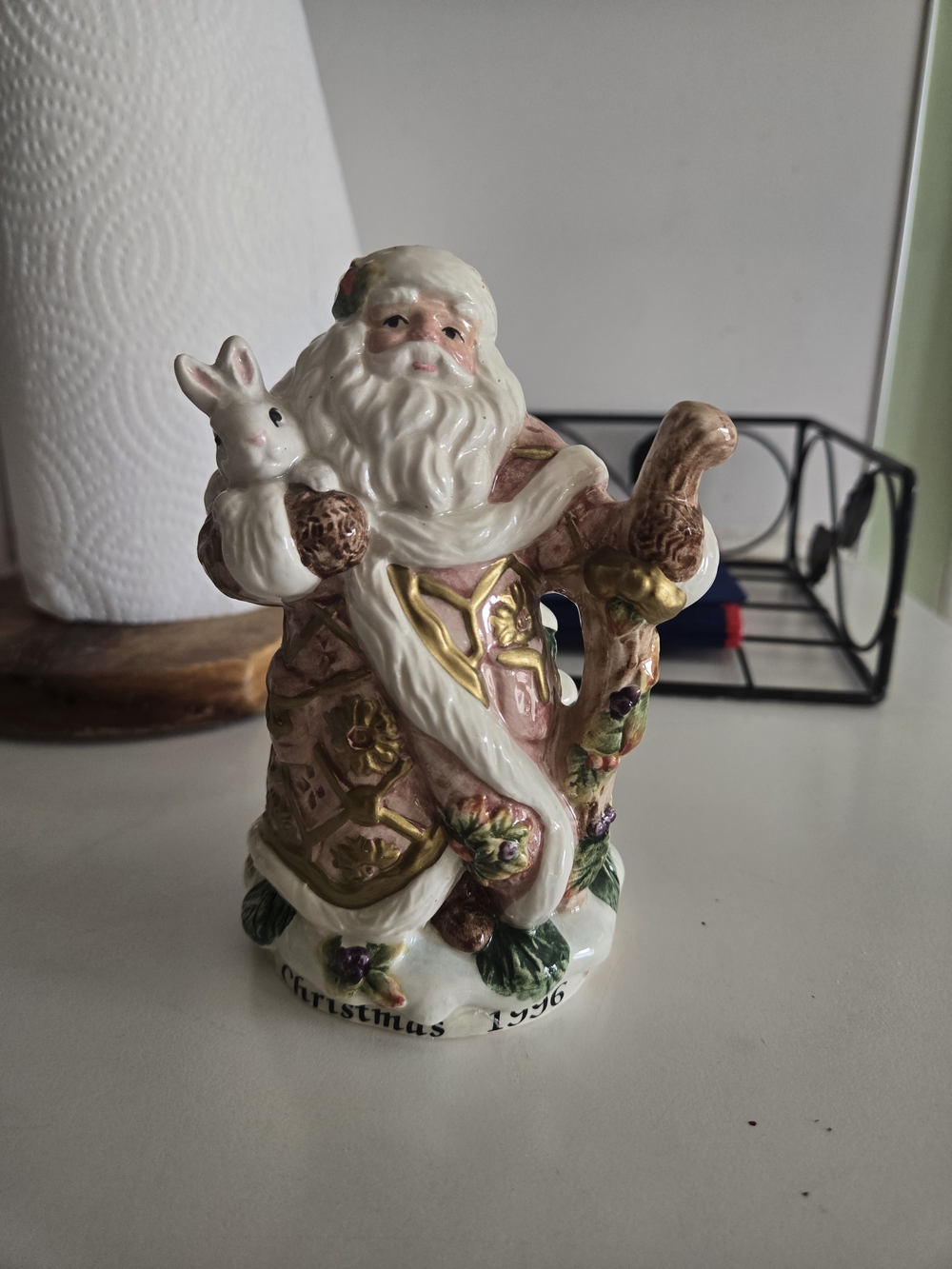 Vintage Christmas 1996 Fitz and Floyd Santa Bell Bunny Christmas Tree 5.5”
